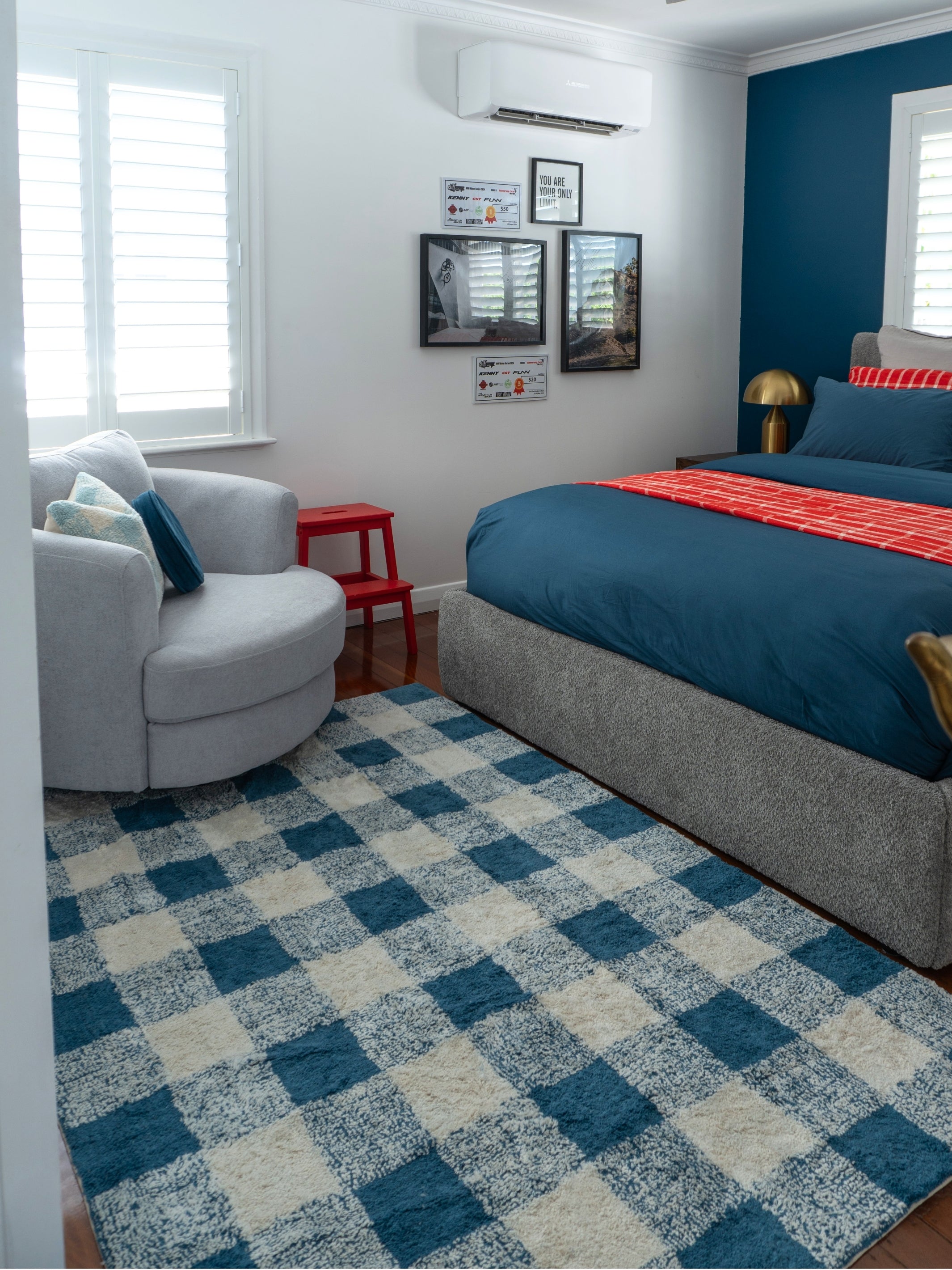 Gingham Rug - Deep Teal