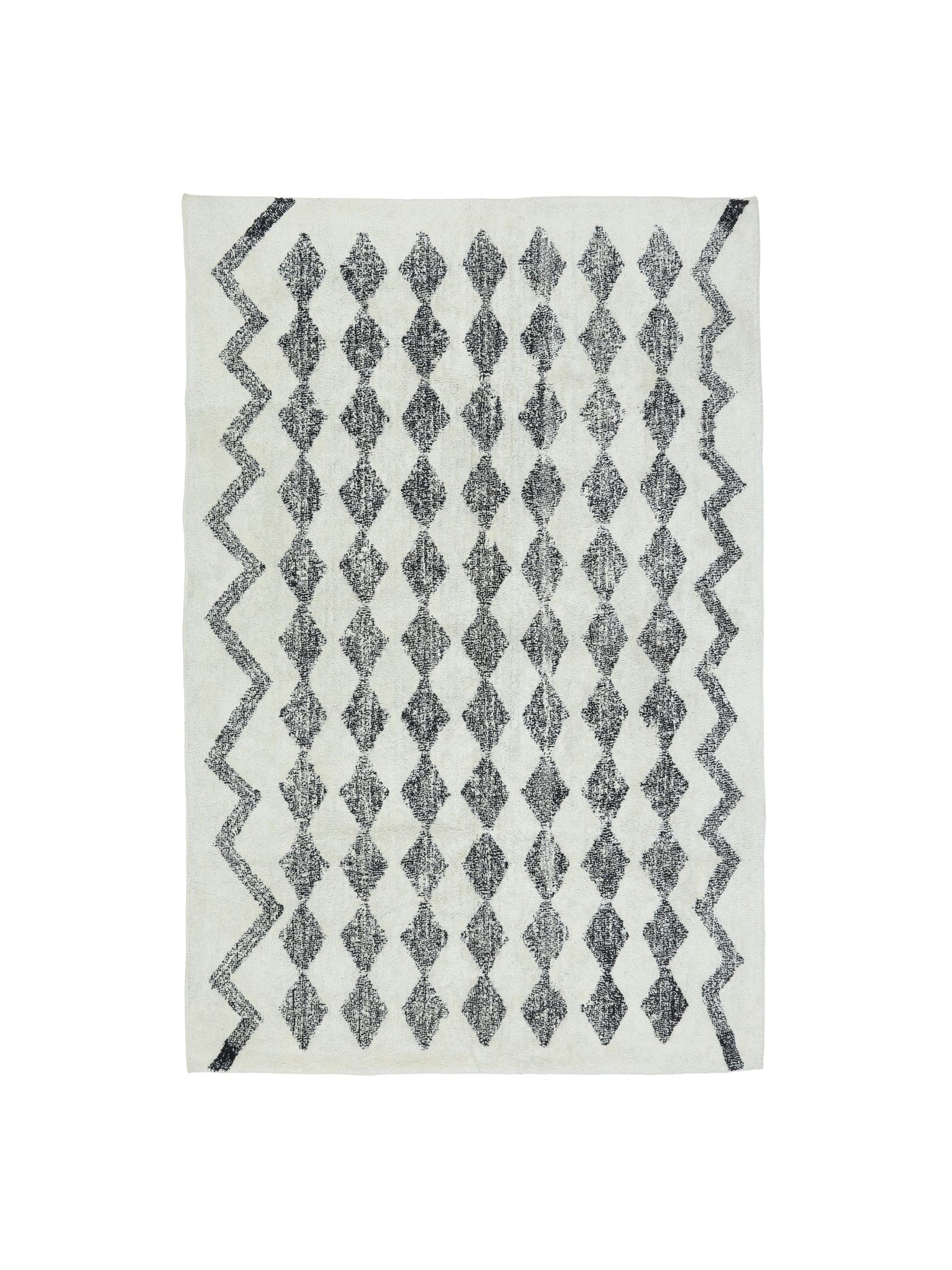 Natural colour rug with black diamond details