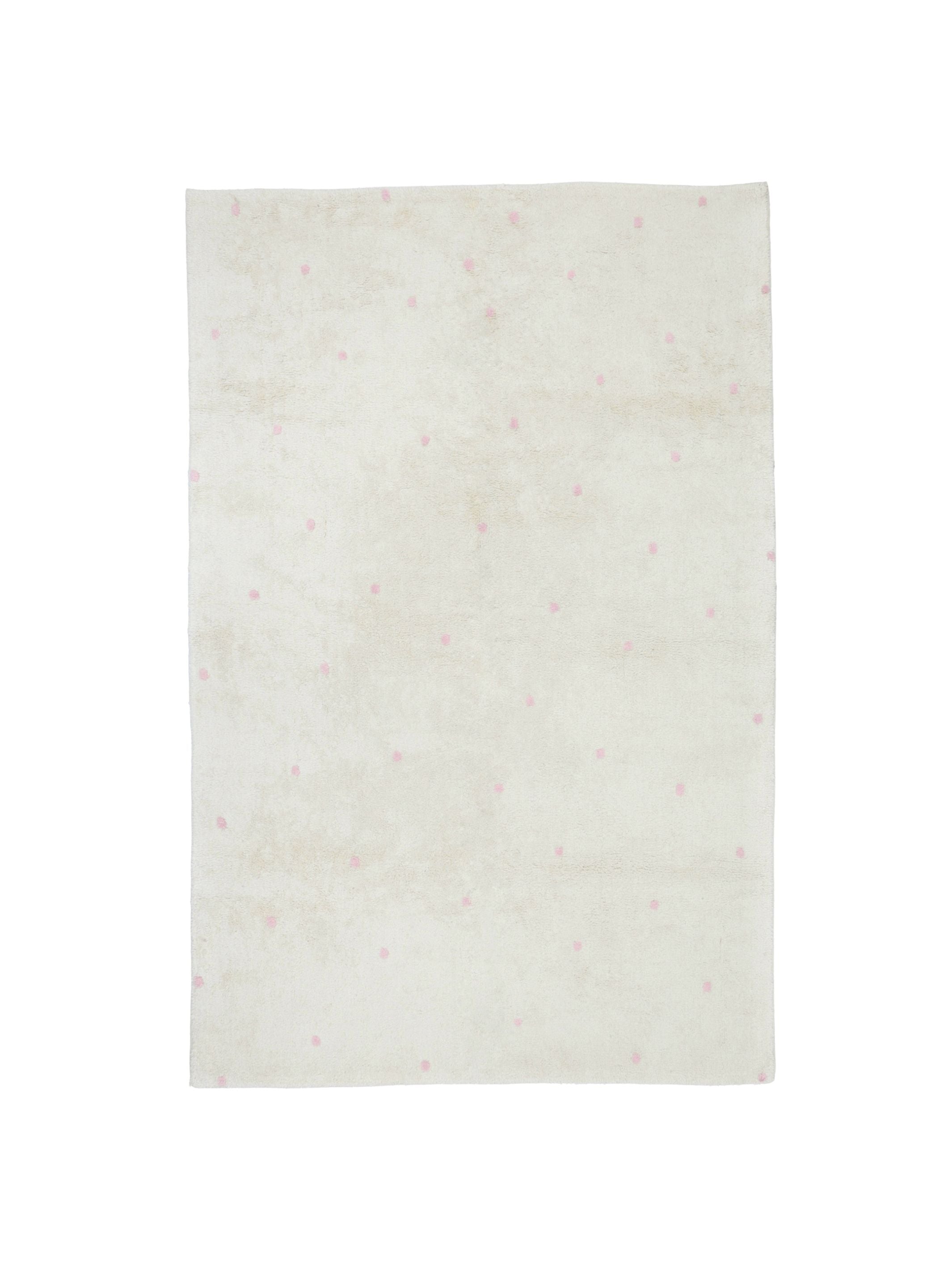 Natural rug with soft pink dot details