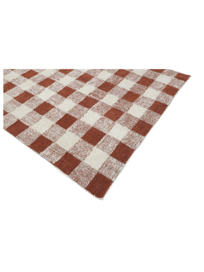 Rust Brown Gingham Rug