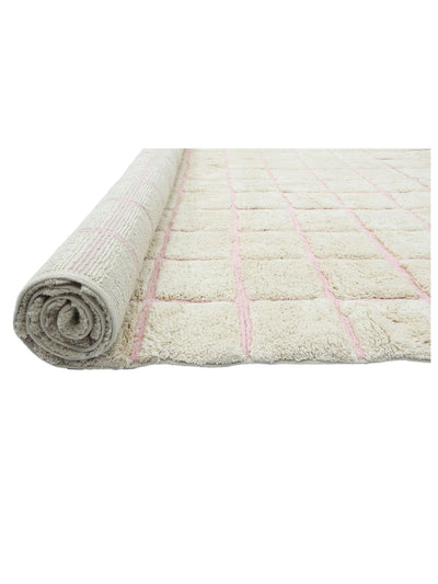 Soft Pink Grid Rug