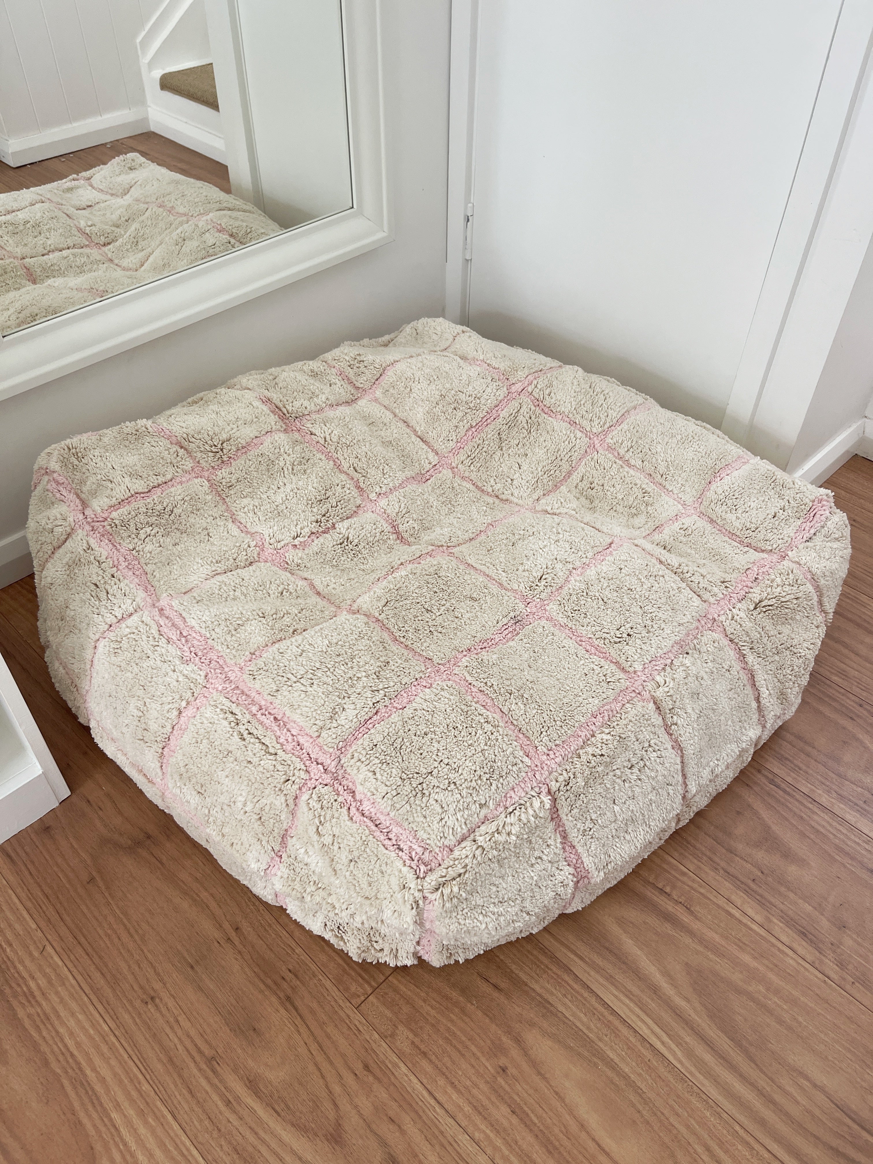 Grid Floor Cushion - Blush