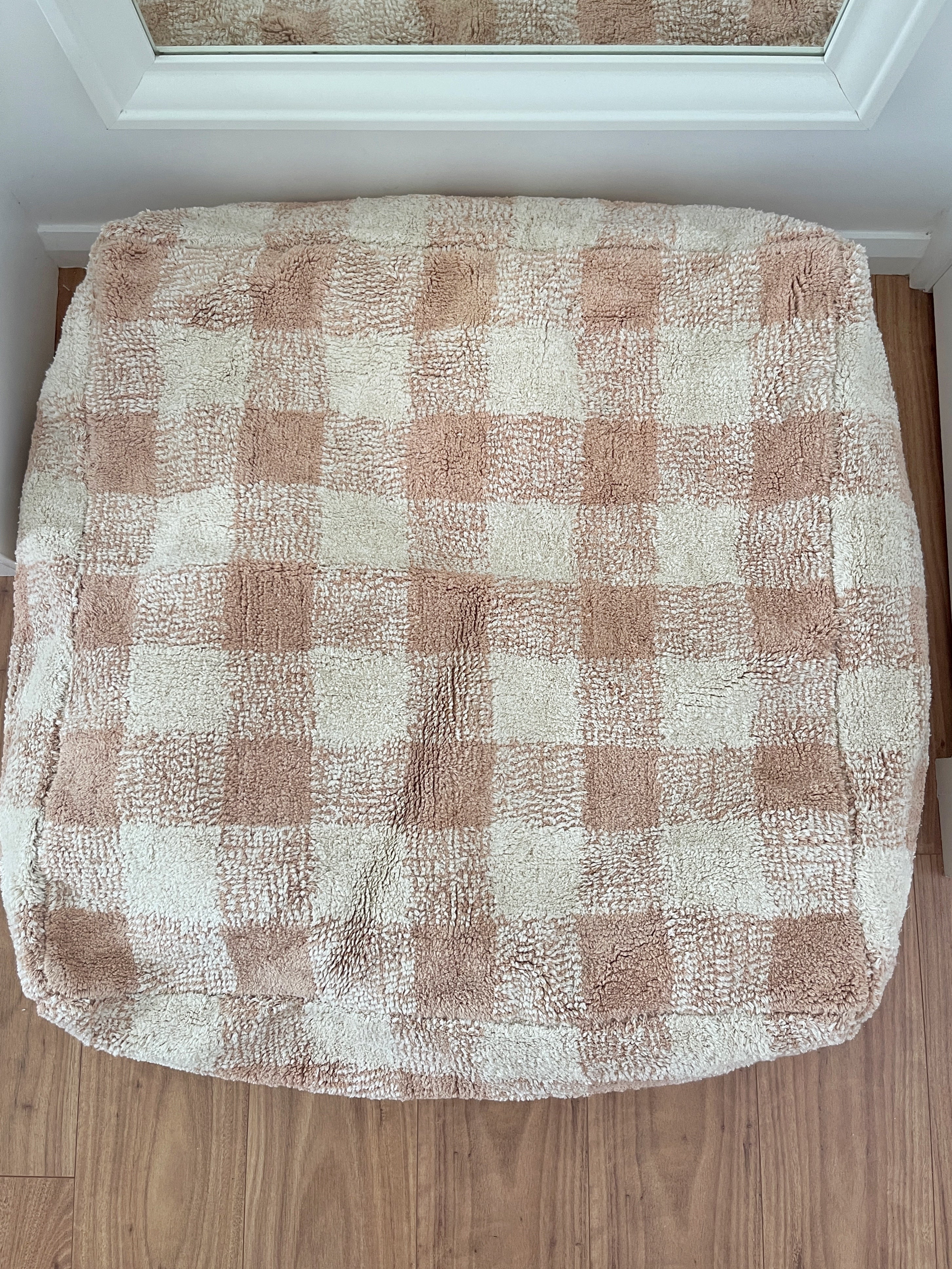 Gingham Floor Cushion - Dusty Coral