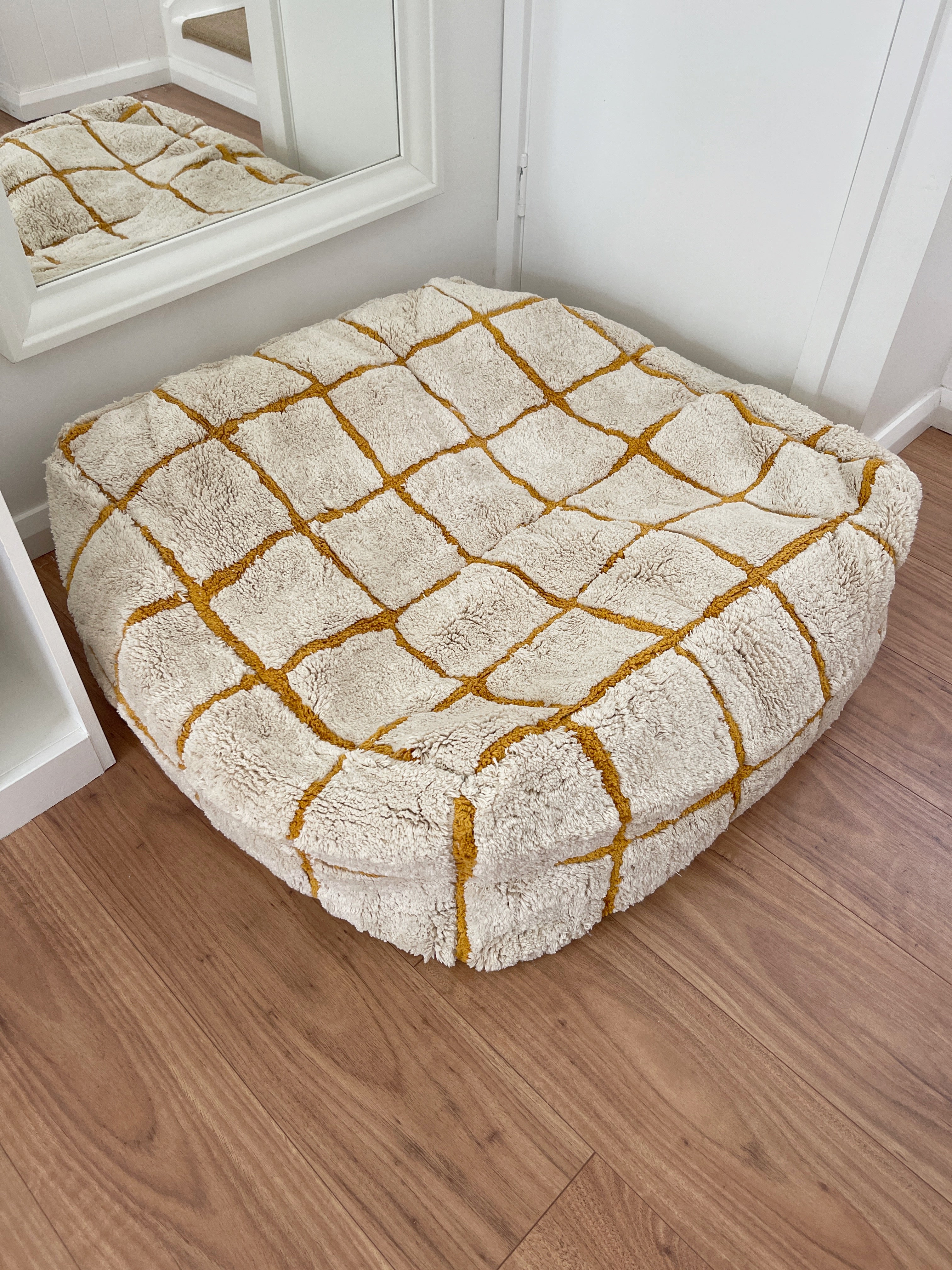 Grid Floor Cushion - Mustard