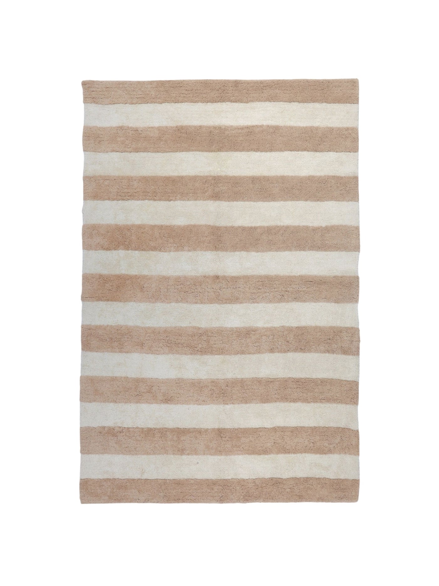 Natural rug with dusty coral stripe details