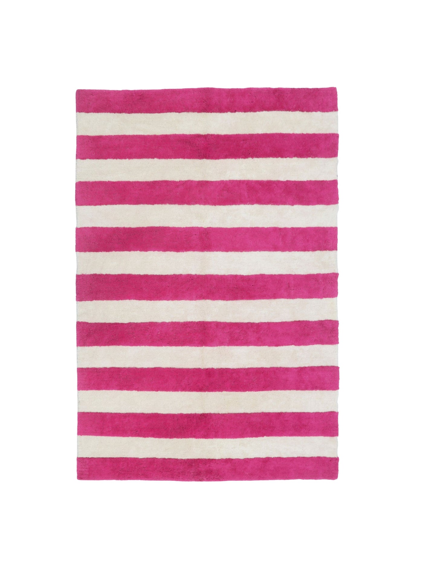 Natural rug with bright pink stripe details