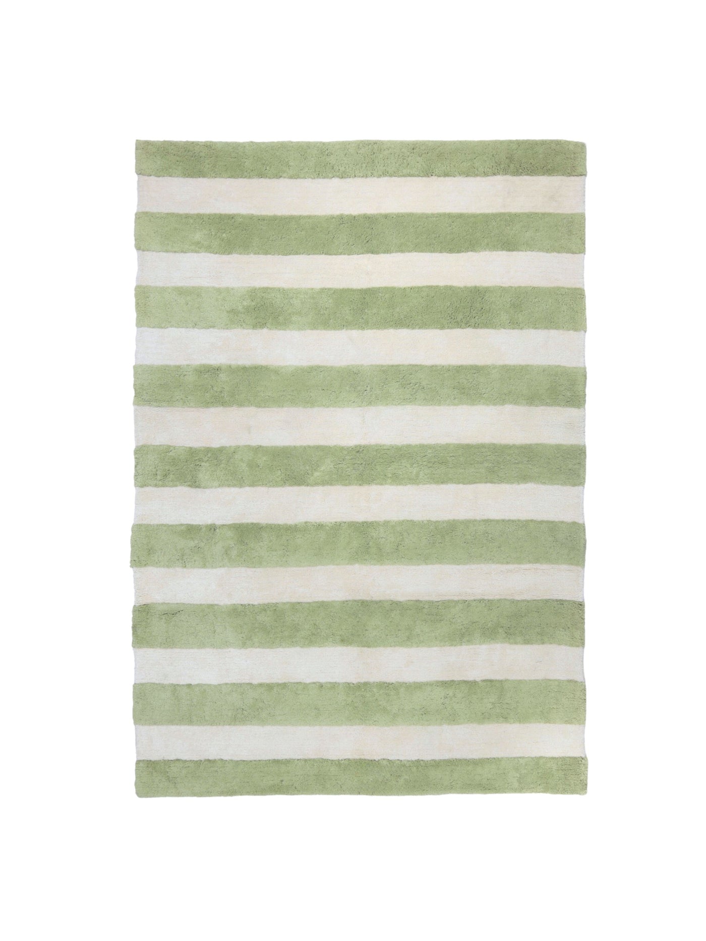 Natural rug with sage green stripe details