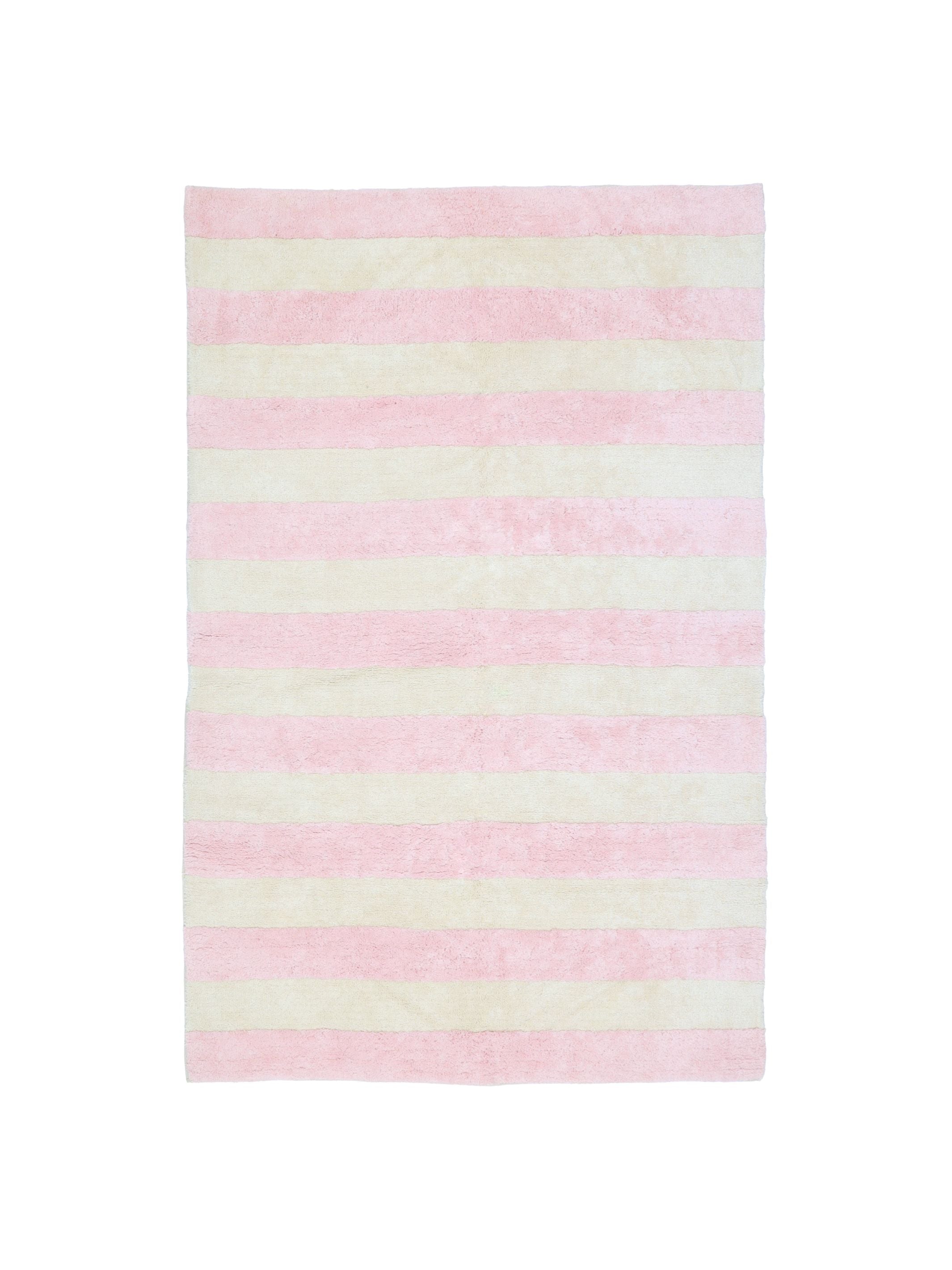 Natural rug with soft pink stripe details
